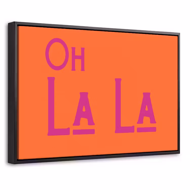 Canvas met lijst - Oh la la - Oranje - Roze - Scheeflettertype — 1