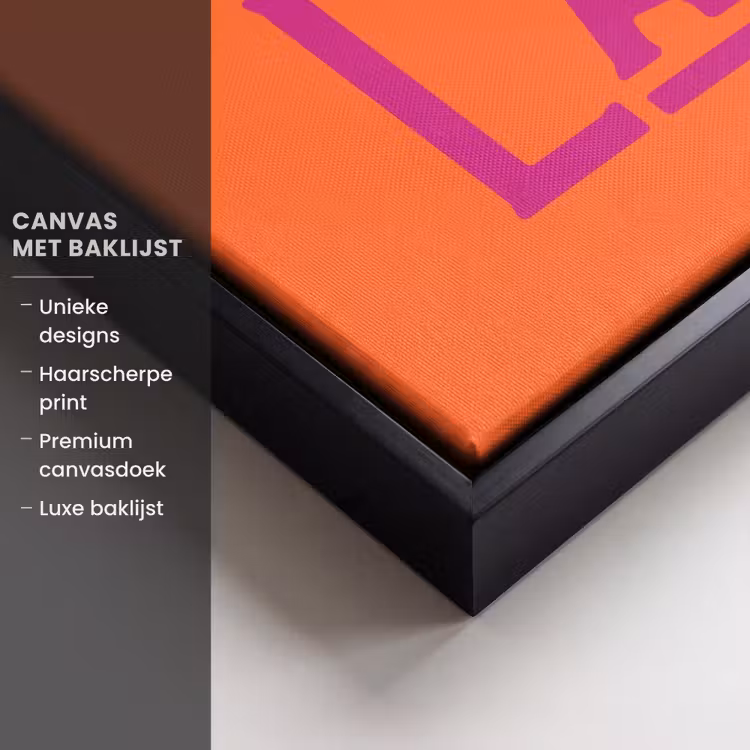 Canvas met lijst - Oh la la - Oranje - Roze - Scheeflettertype — 5