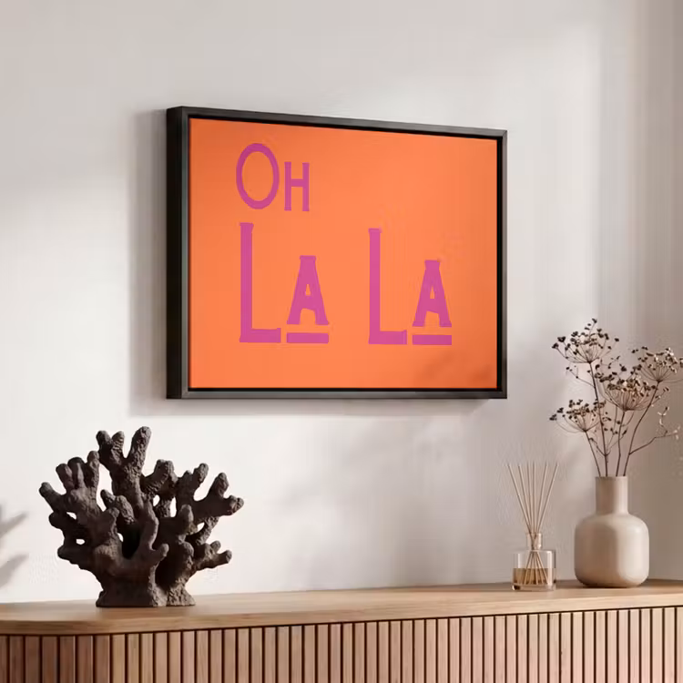 Canvas met lijst - Oh la la - Oranje - Roze - Scheeflettertype — 6