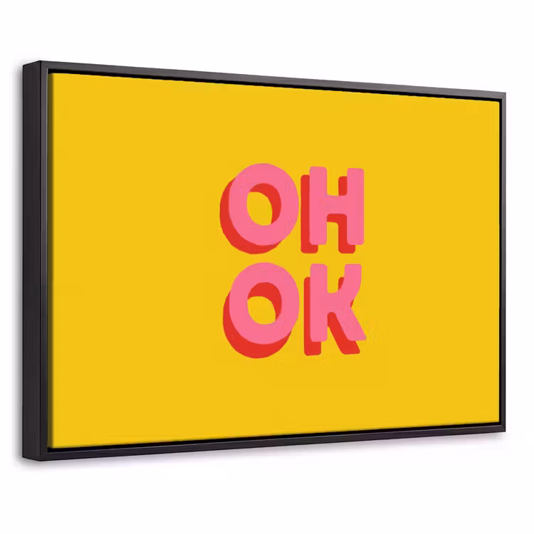 Canvas met lijst - Oh ok - 3D - Geel - Roze — 1