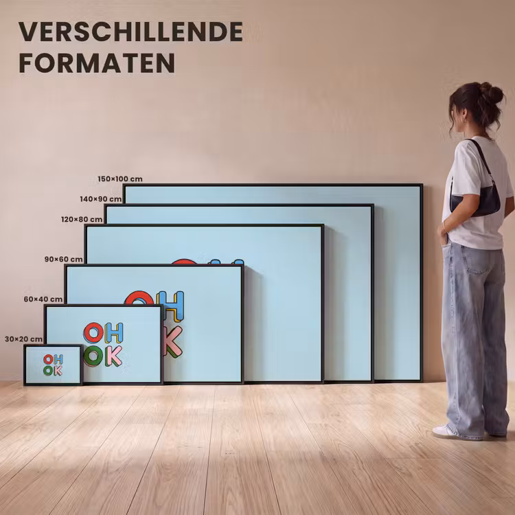 Canvas met lijst - Oh ok - Blauw - Kleurrijk — 7