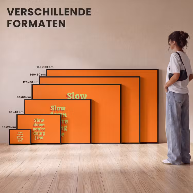 Canvas met lijst - Oranje - Slow down you're doing fine - Retro — 7