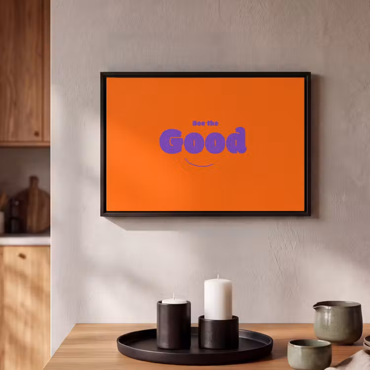 Canvas met lijst - See the good - Paars - Oranje - Smiley — 2