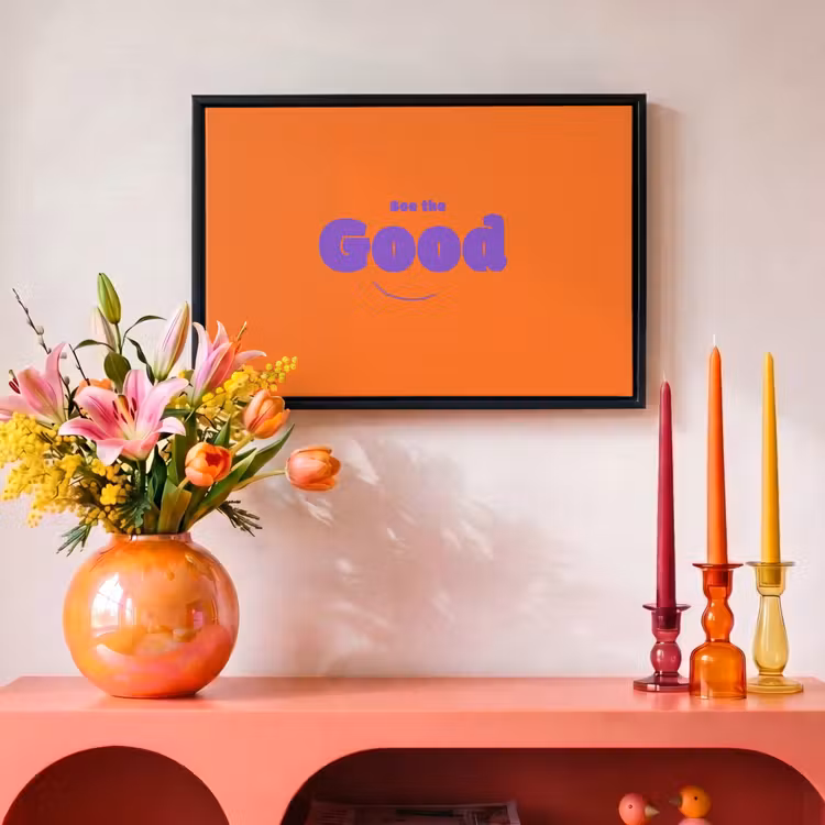 Canvas met lijst - See the good - Paars - Oranje - Smiley — 4