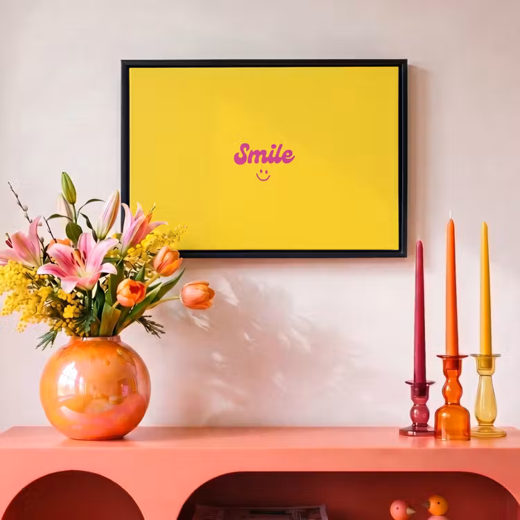 Canvas met lijst - Smile - Geel - Roze — 4