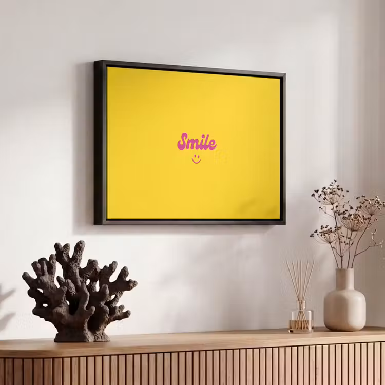 Canvas met lijst - Smile - Geel - Roze — 6