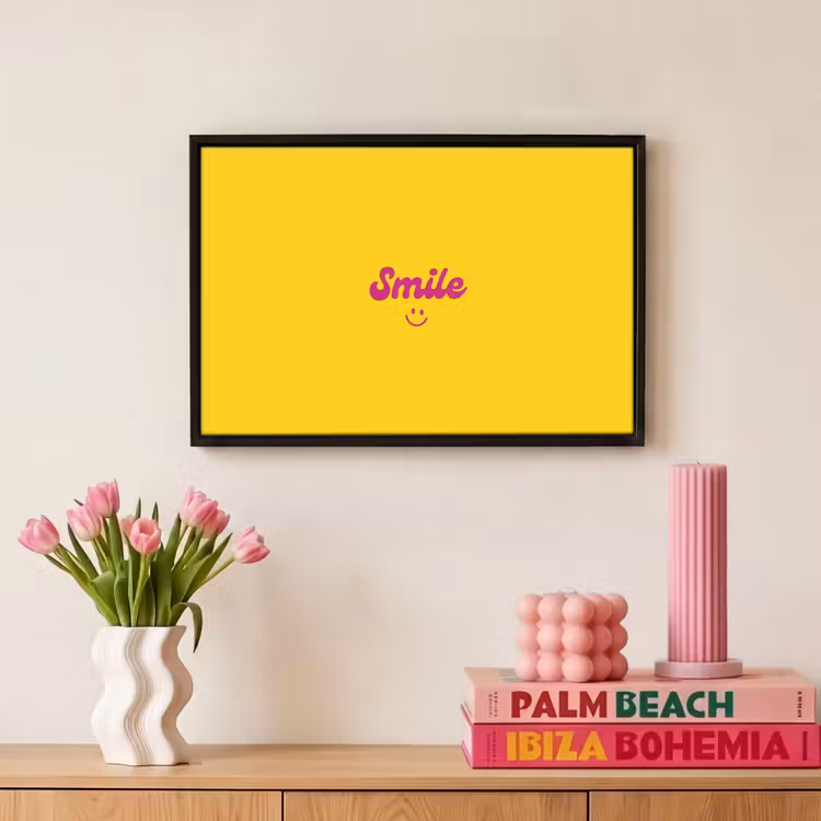Canvas met lijst - Smile - Geel - Roze — 8