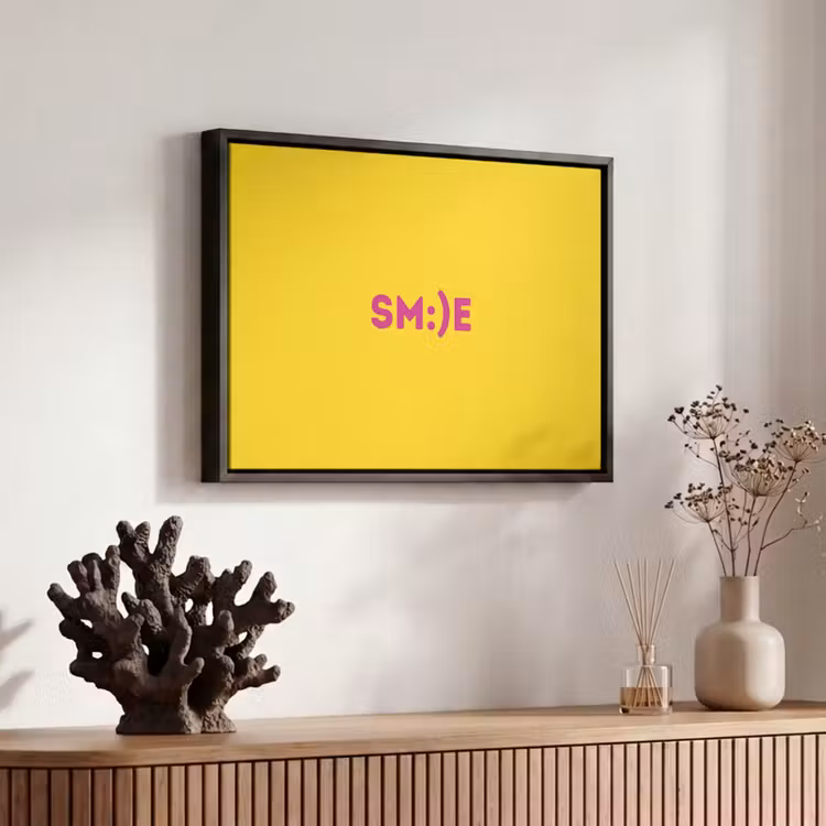 Canvas met lijst - Smile - Roze - Geel — 6