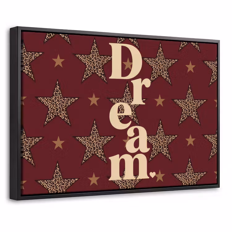 Canvas met lijst - Sterren - Luipaardprint - Dream - Bordeaux — 1