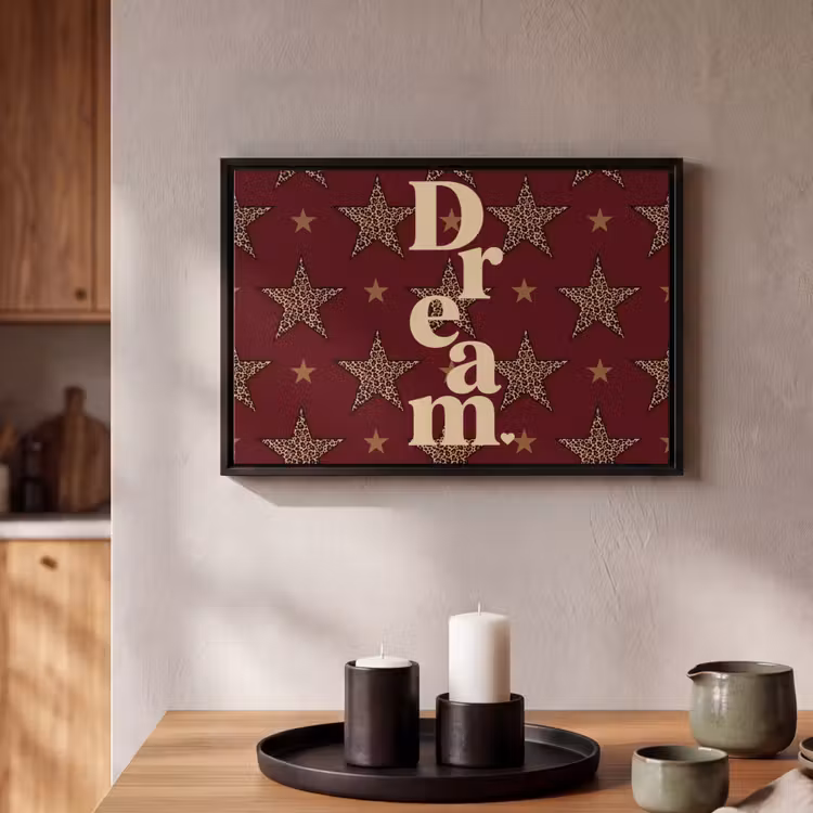 Canvas met lijst - Sterren - Luipaardprint - Dream - Bordeaux — 2