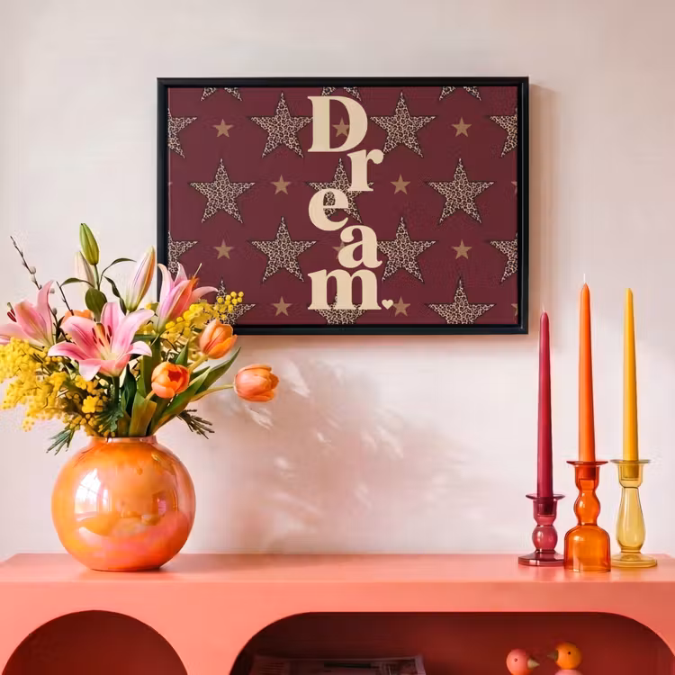 Canvas met lijst - Sterren - Luipaardprint - Dream - Bordeaux — 4