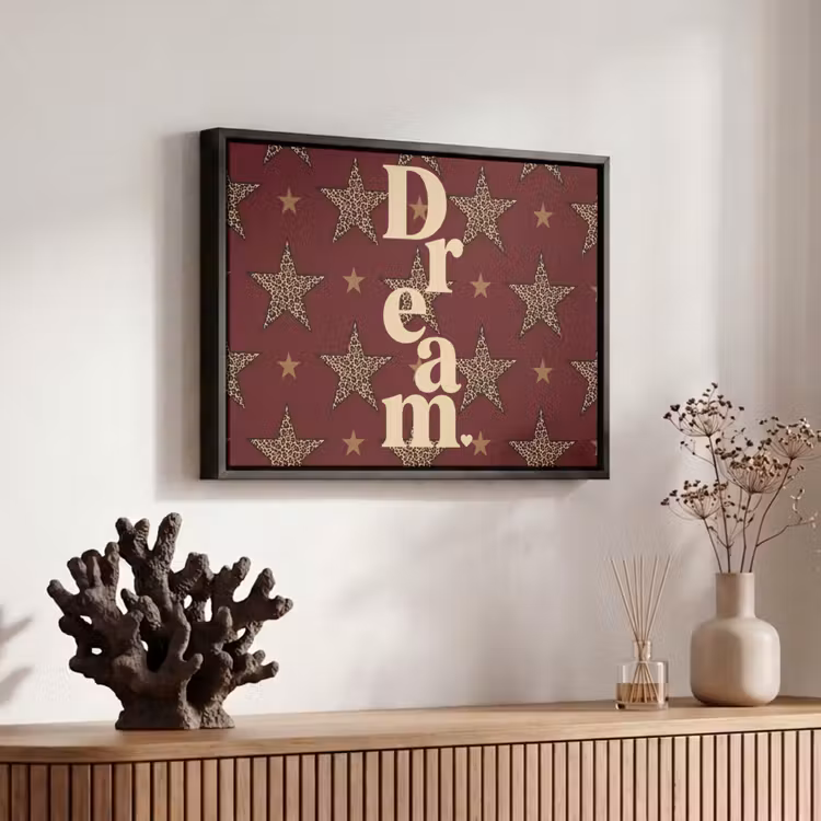 Canvas met lijst - Sterren - Luipaardprint - Dream - Bordeaux — 6