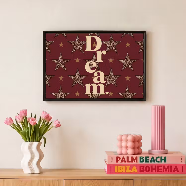 Canvas met lijst - Sterren - Luipaardprint - Dream - Bordeaux — 8
