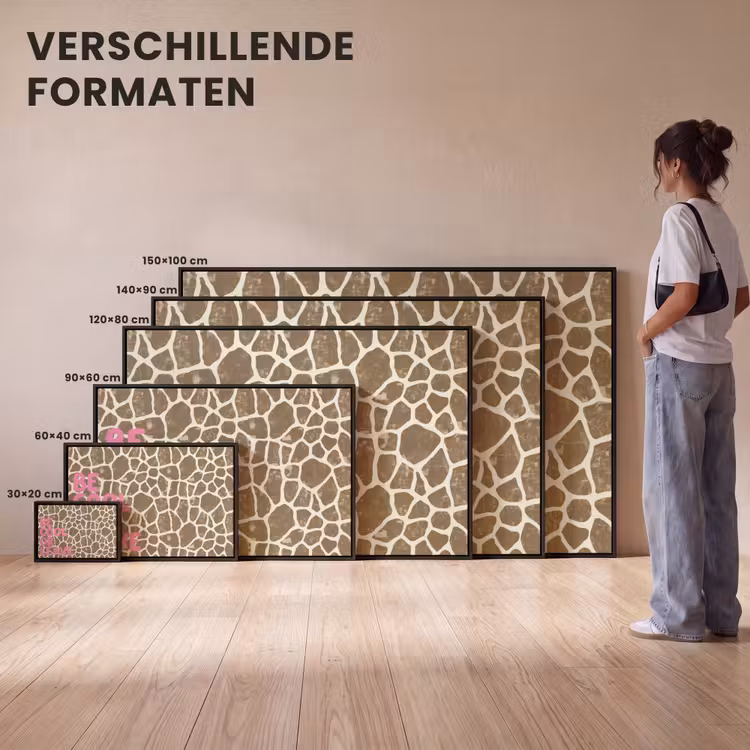 Canvas met lijst - Tekst - Be cool or leave - Roze - Giraffenprint — 7