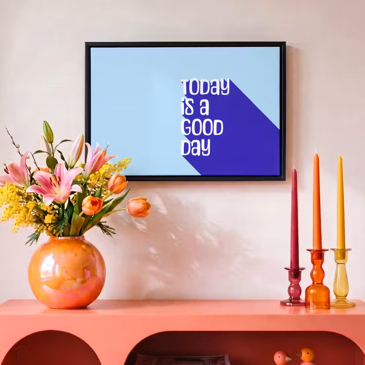 Canvas met lijst - Today is a good day - Blauw - Schaduw — 4