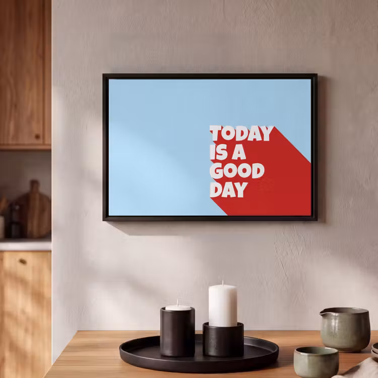 Canvas met lijst - Today is a good day - Rood - lichtblauw — 2
