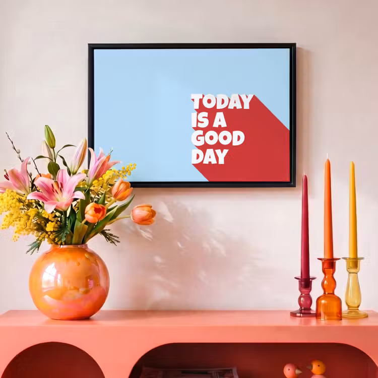 Canvas met lijst - Today is a good day - Rood - lichtblauw — 4