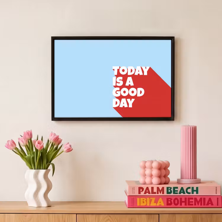Canvas met lijst - Today is a good day - Rood - lichtblauw — 8