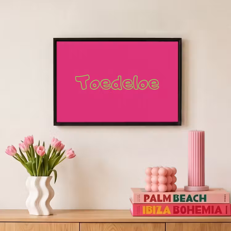 Canvas met lijst - Toedeloe - Groen - Roze — 8