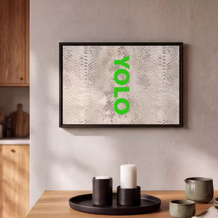 Canvas met lijst - YOLO - Groen - Neon - Slangenprnt — 2