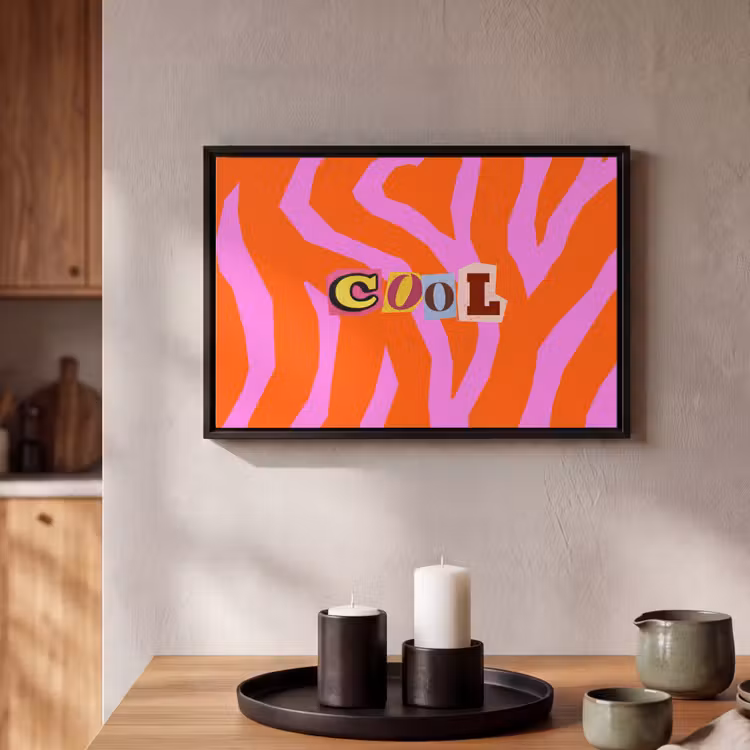 Canvas met lijst - Zebraprint - Grafisch - COOL - Oranje — 2