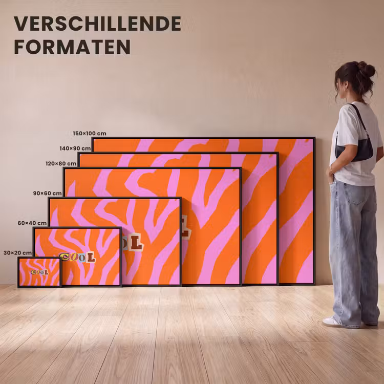 Canvas met lijst - Zebraprint - Grafisch - COOL - Oranje — 7