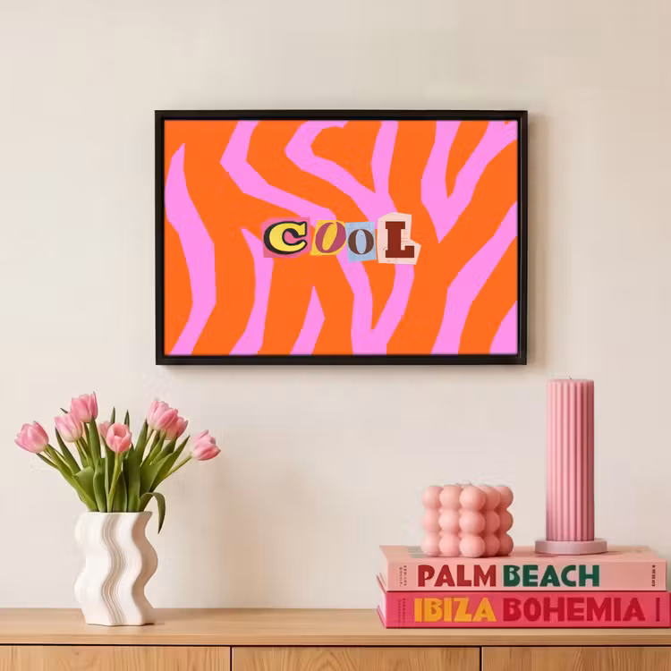 Canvas met lijst - Zebraprint - Grafisch - COOL - Oranje — 8