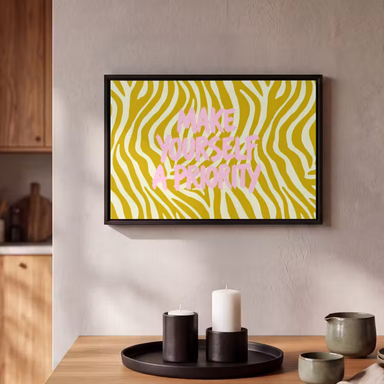 Canvas met lijst - Zebraprint - Priority - Roze — 2