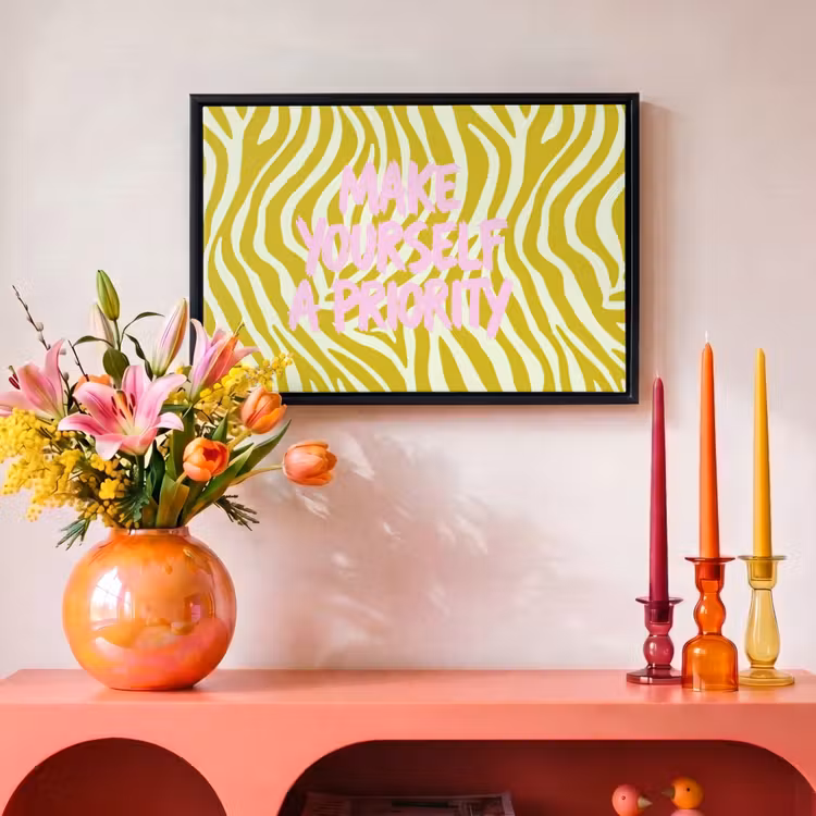 Canvas met lijst - Zebraprint - Priority - Roze — 4