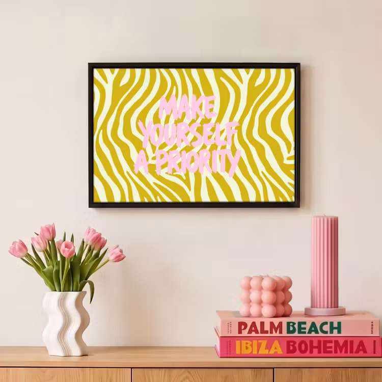 Canvas met lijst - Zebraprint - Priority - Roze — 8