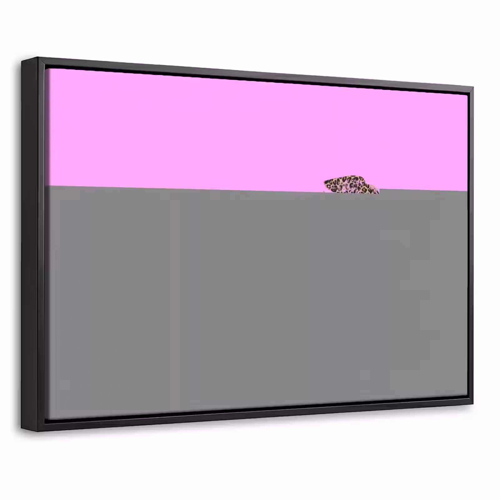 Canvas met lijst - Diva - Lip - Panterprint - Roze — 1