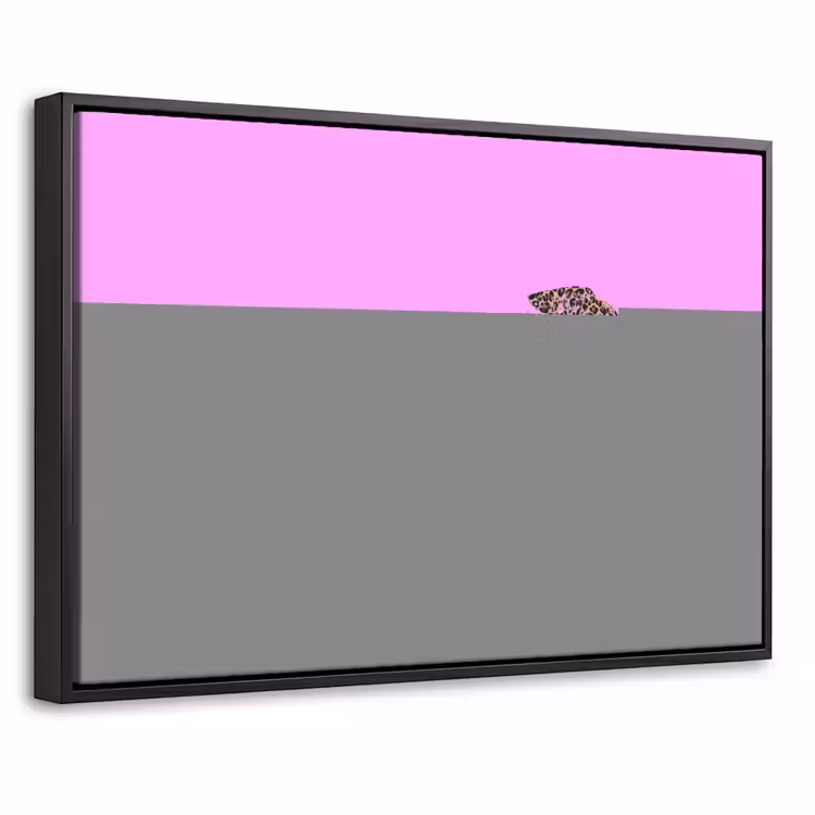 Canvas met lijst - Diva - Lip - Panterprint - Roze — 1