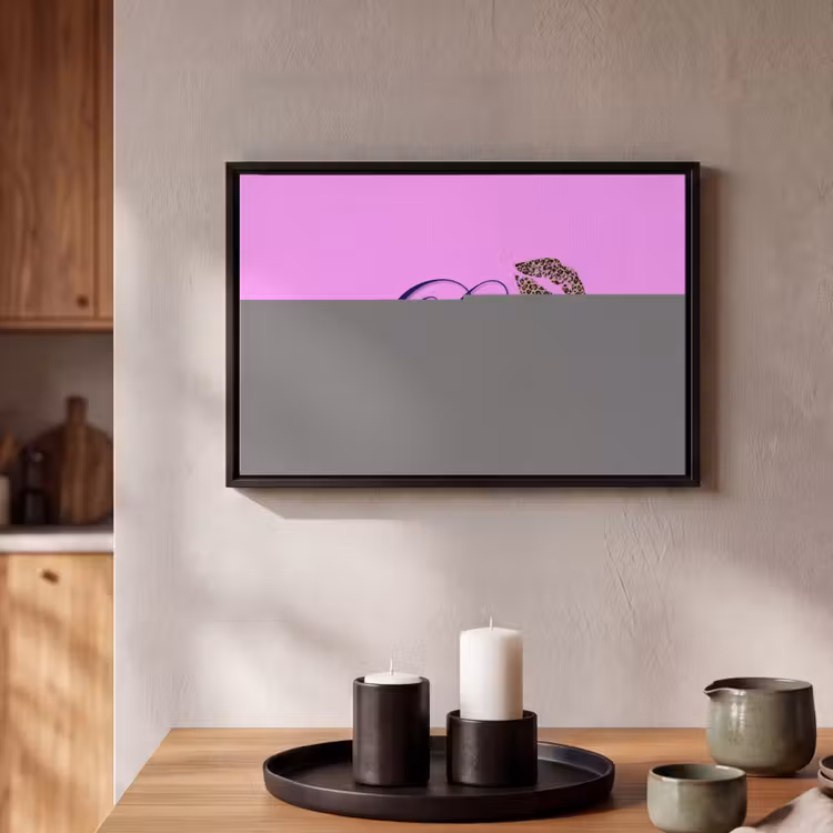 Canvas met lijst - Diva - Lip - Panterprint - Roze — 2