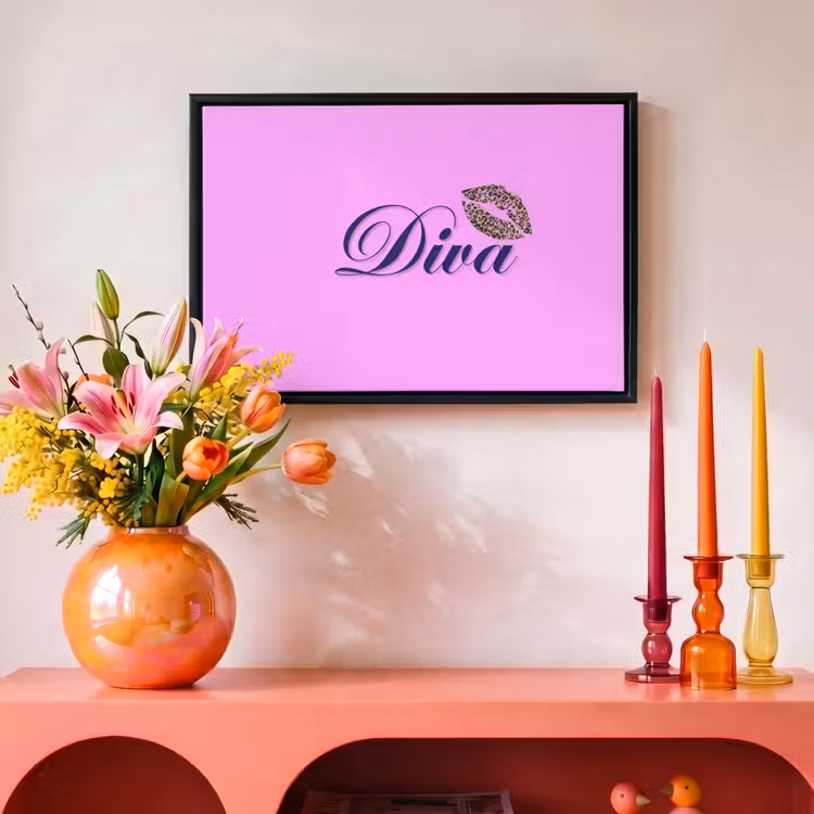 Canvas met lijst - Diva - Lip - Panterprint - Roze — 4