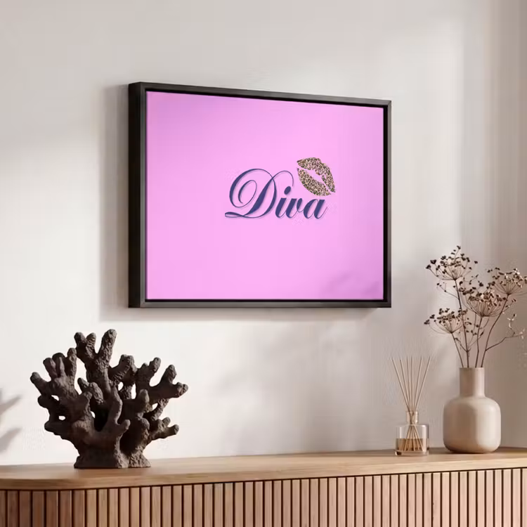 Canvas met lijst - Diva - Lip - Panterprint - Roze — 6