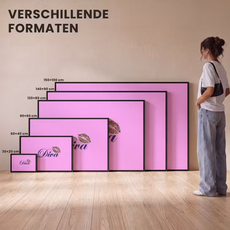 Canvas met lijst - Diva - Lip - Panterprint - Roze — 7