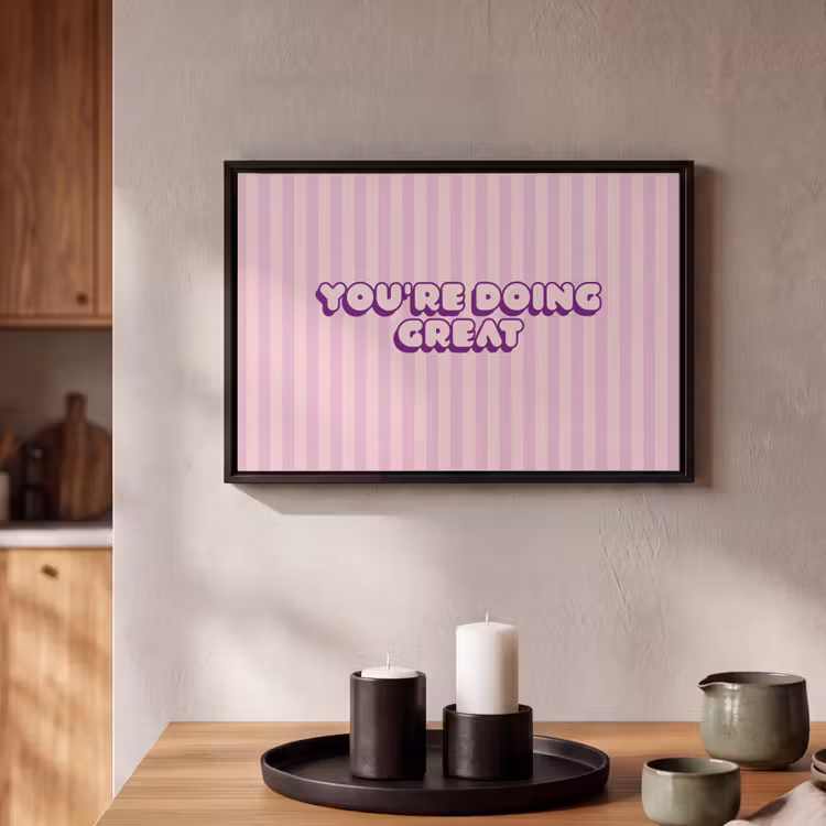 Canvas met lijst - Paars - Strepen - You're doing great - Schaduw — 2