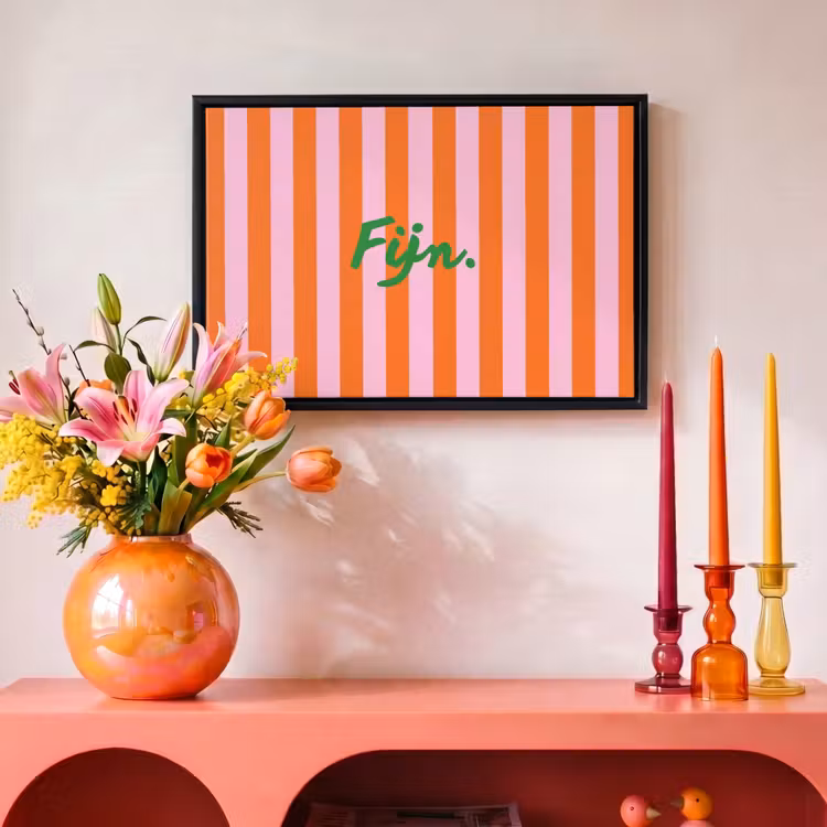 Canvas met lijst - Pattern - Orange - Fine - Stripes — 4