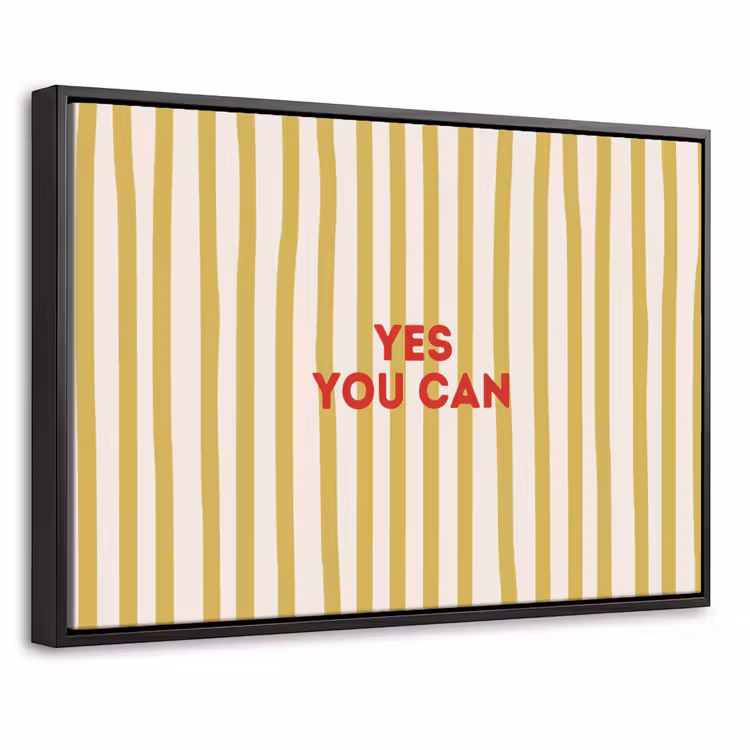 Canvas met lijst - Strepen - Abstract - Yes you can - Rood — 1