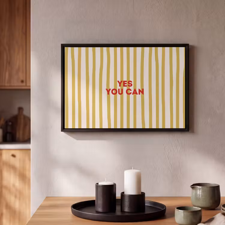 Canvas met lijst - Strepen - Abstract - Yes you can - Rood — 2