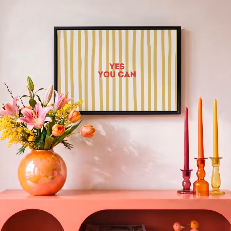 Canvas met lijst - Strepen - Abstract - Yes you can - Rood — 4