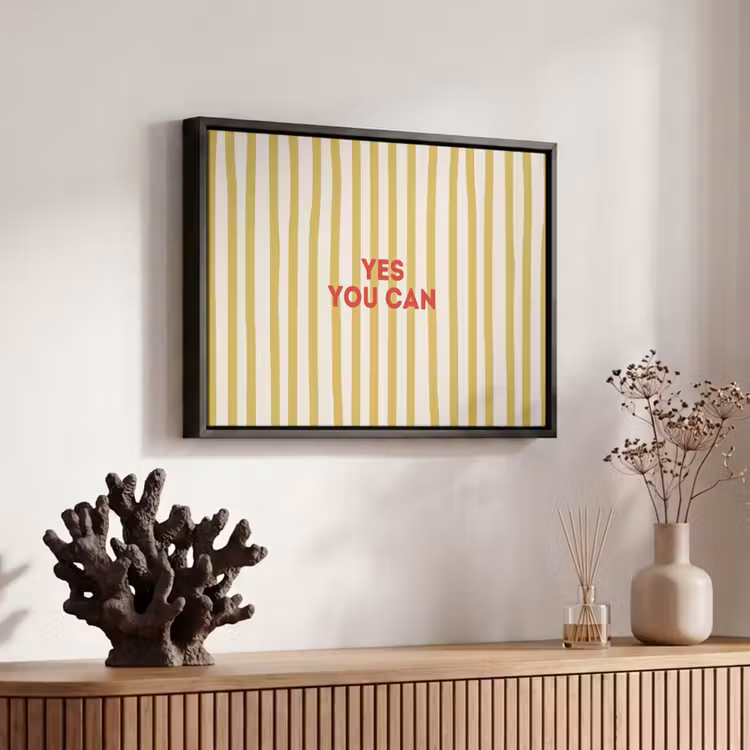 Canvas met lijst - Strepen - Abstract - Yes you can - Rood — 6