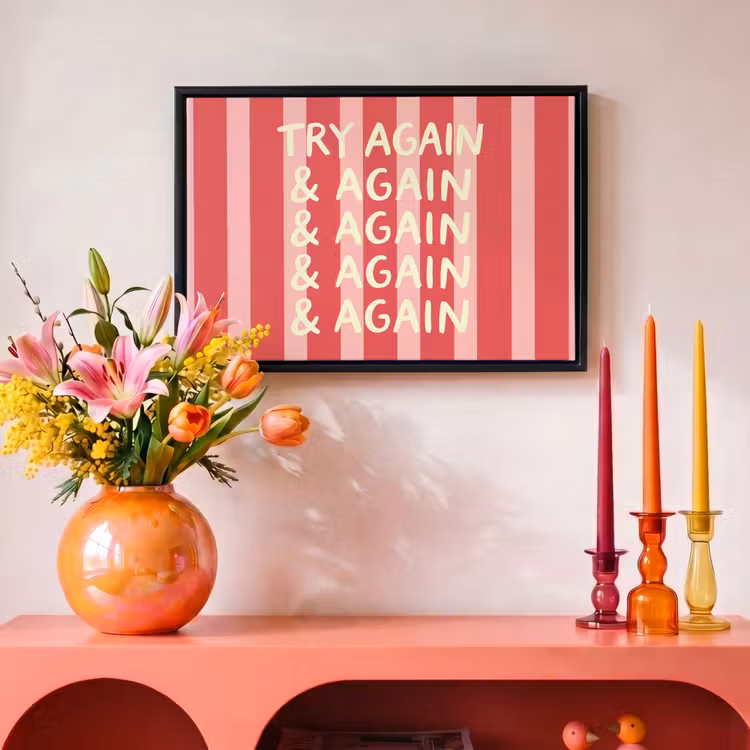 Canvas met lijst - Strepen - Rood - Try again — 4