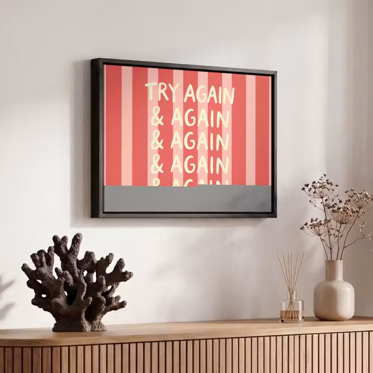 Canvas met lijst - Strepen - Rood - Try again — 6