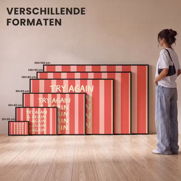 Canvas met lijst - Strepen - Rood - Try again — 7