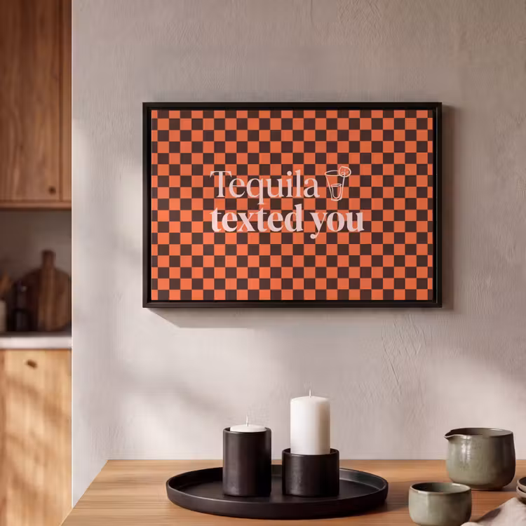 Canvas met lijst - Tequila texted you - Glas - Vierkanten - Oranje — 2