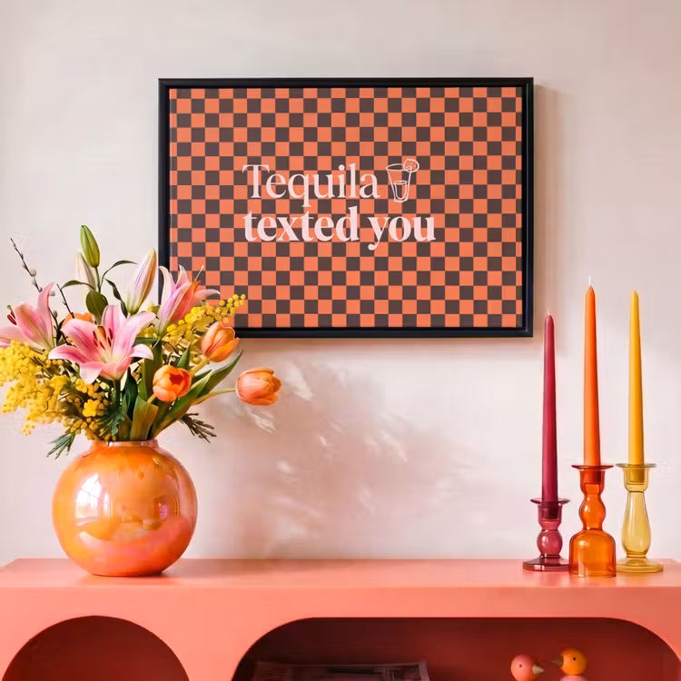 Canvas met lijst - Tequila texted you - Glas - Vierkanten - Oranje — 4