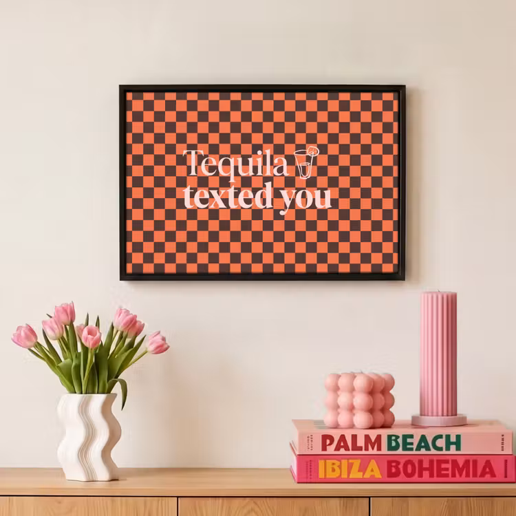 Canvas met lijst - Tequila texted you - Glas - Vierkanten - Oranje — 8