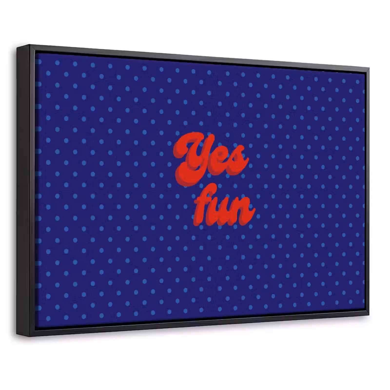 Canvas met lijst - Yes fun - Rood - Blauw - Stippen — 1