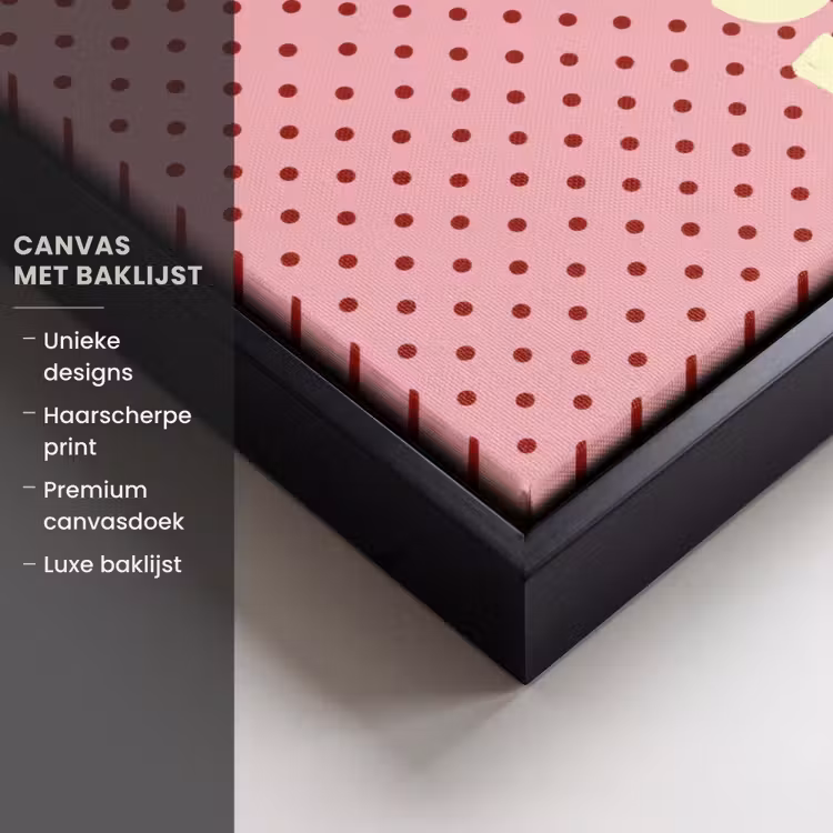 Canvas met lijst - Bonjour - Stippen - Roze- Geel — 5